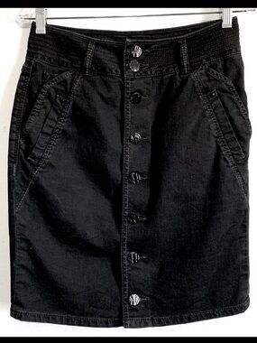 WORN Black DENIM Pencil Skirt